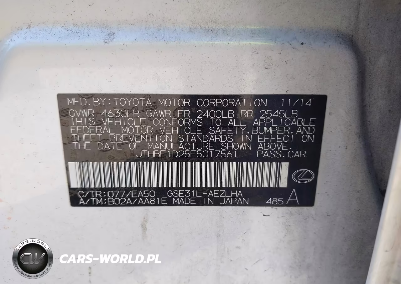 2015 Lexus Is 350 VIN:JTHBE1D25F5017561 - 9