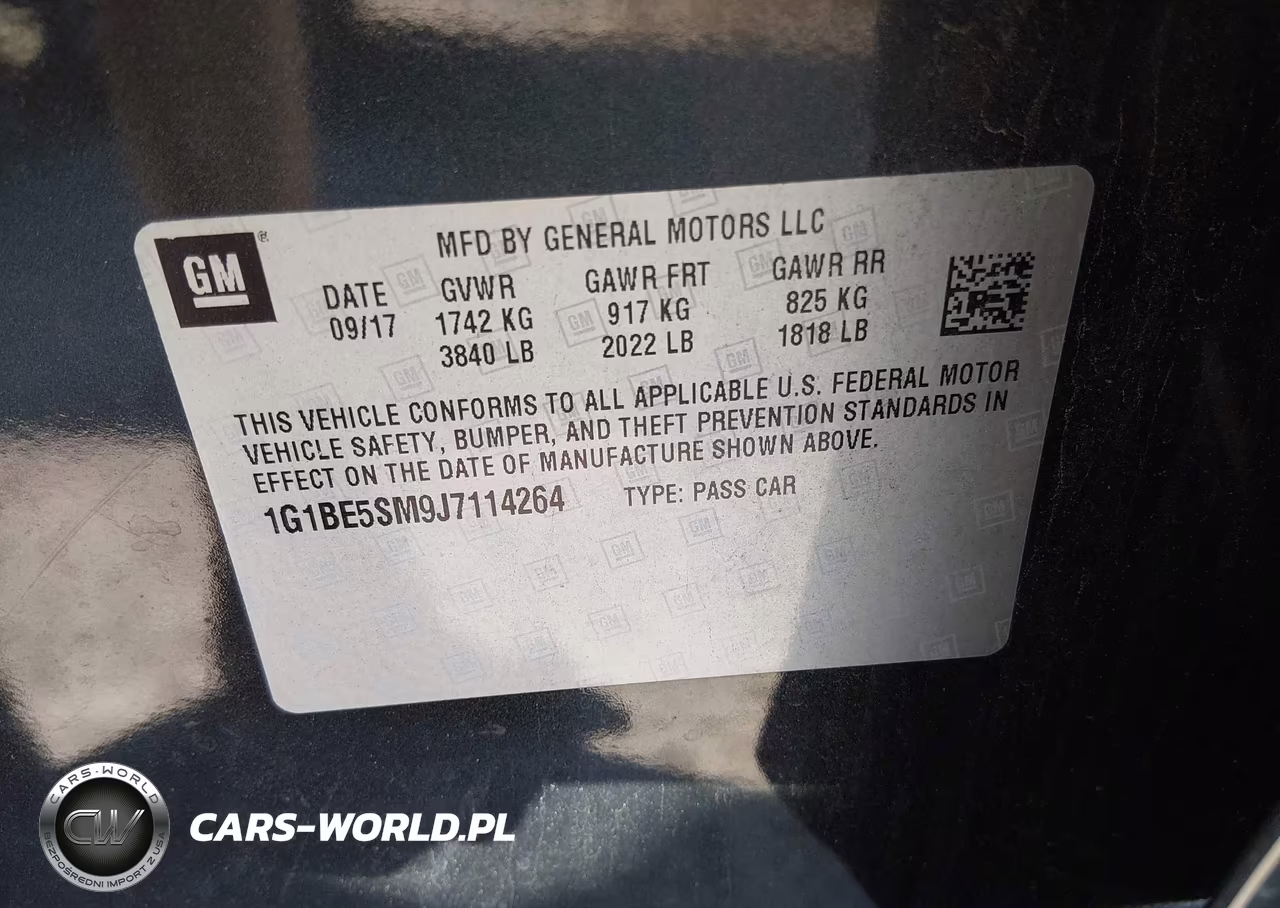 2018 Chevrolet Cruze Lt Auto VIN:1G1BE5SM9J7114264 - 9
