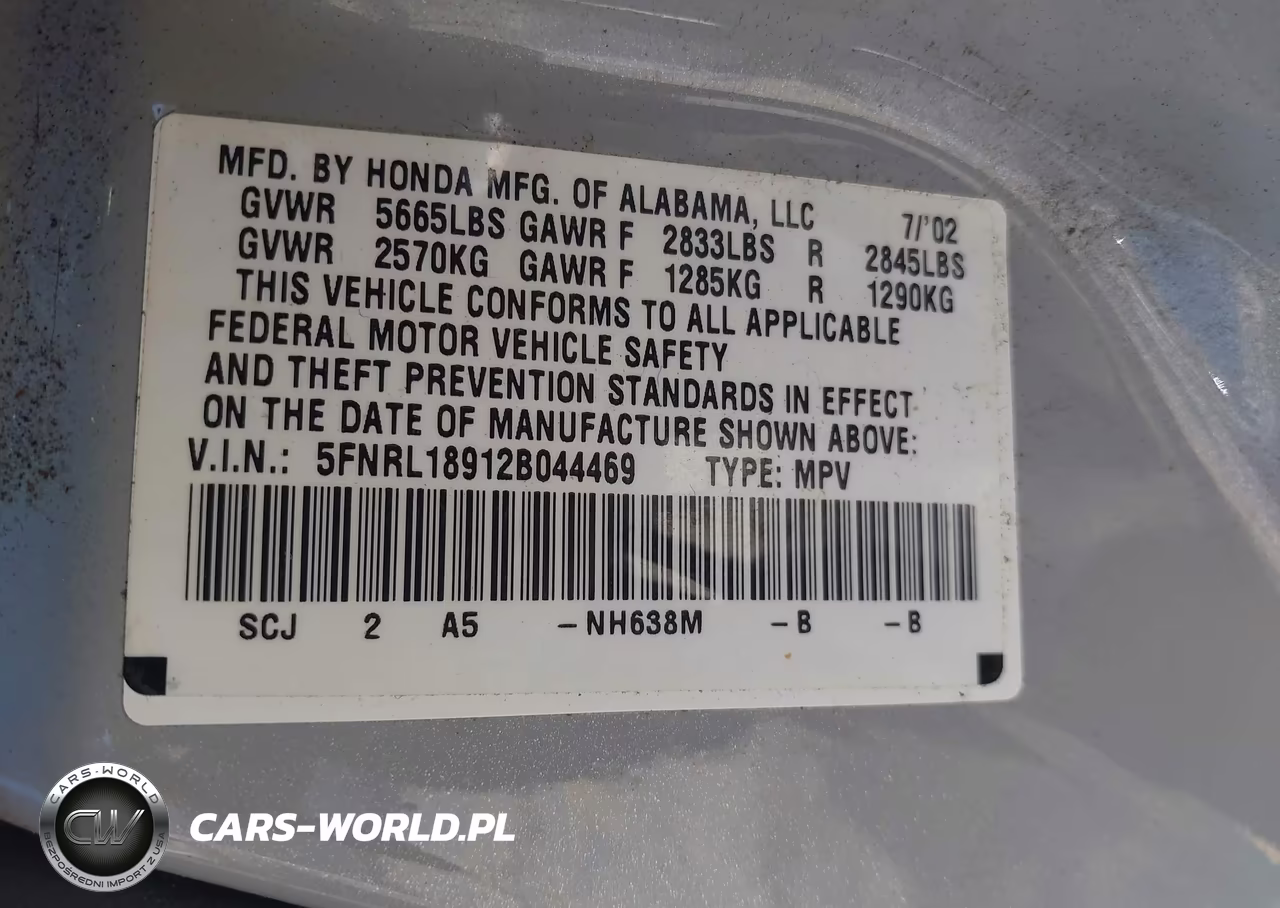 2002 Honda Odyssey Ex-L VIN:5FNRL18912B044469 - 9