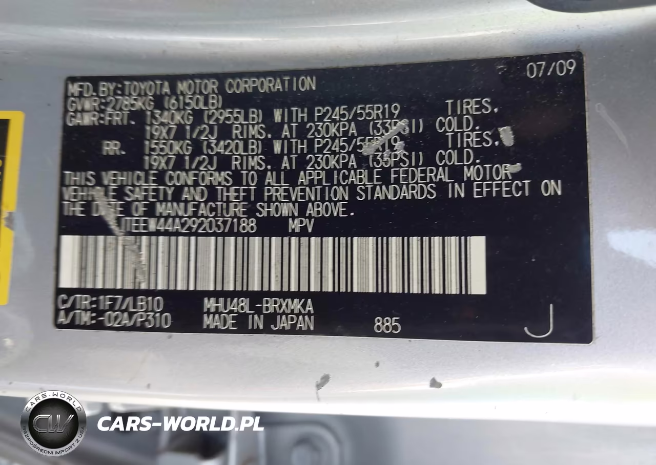 2009 Toyota Highlander Hybrid Limited VIN:JTEEW44A292037188 - 9