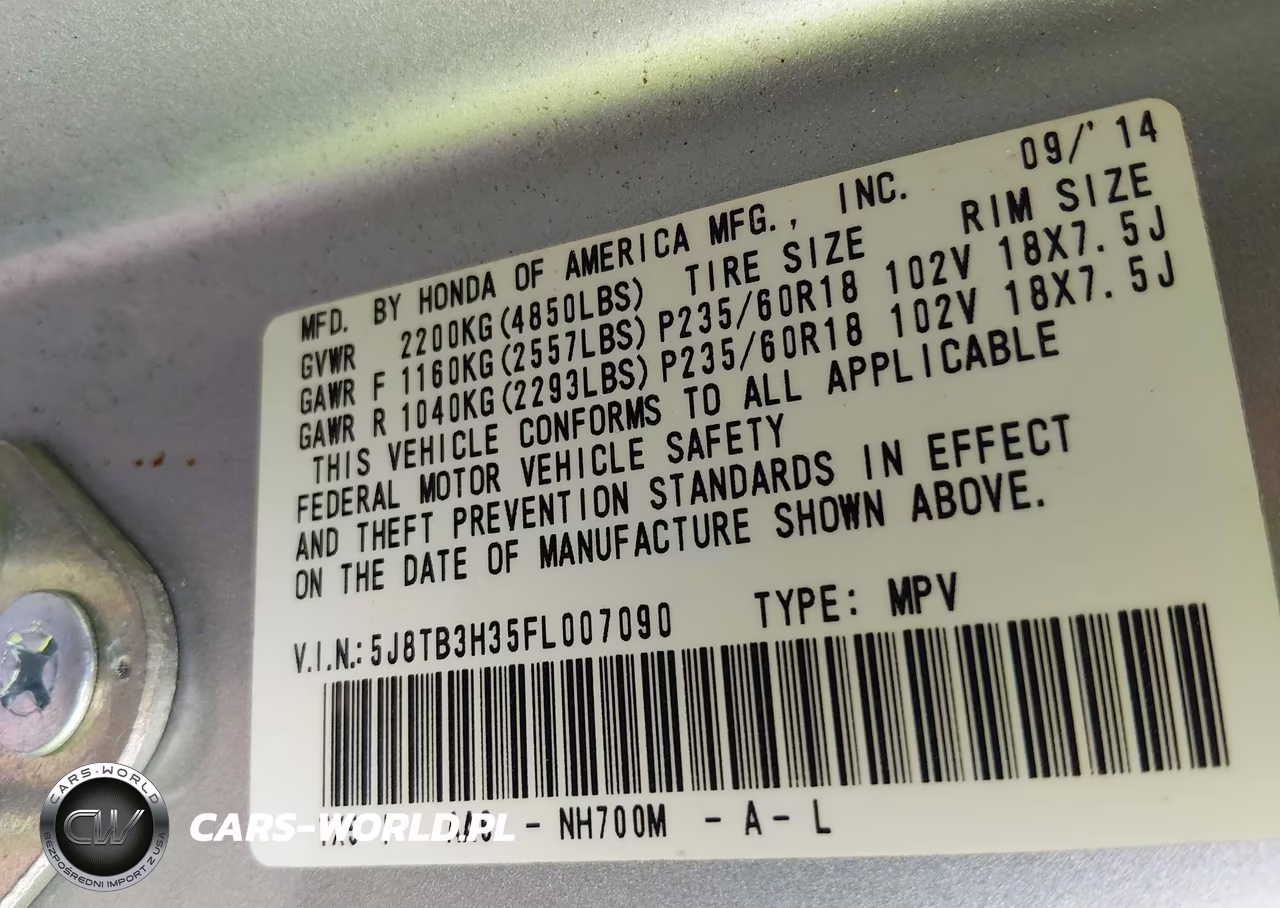 2015 Acura Rdx VIN:5J8TB3H35FL007090 - 9