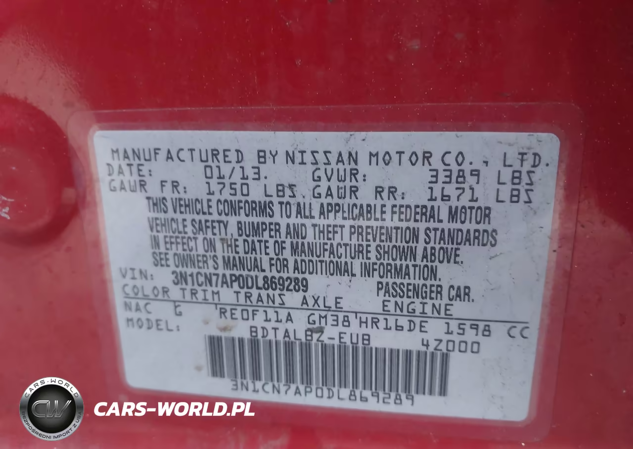 2013 Nissan Versa 1.6 Sv VIN:3N1CN7AP0DL869289 - 9