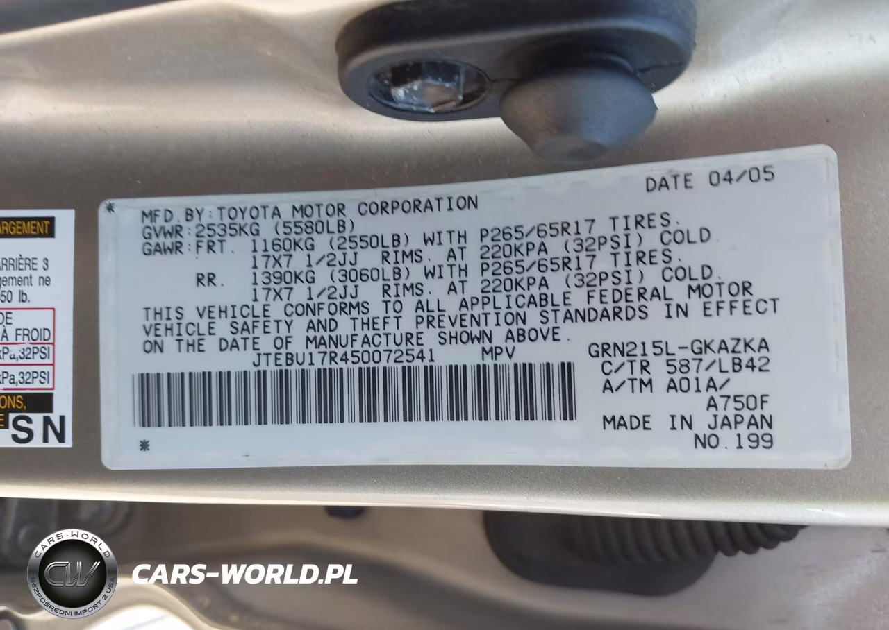 2005 Toyota 4Runner Limited V6 VIN:JTEBU17R450072541 - 9