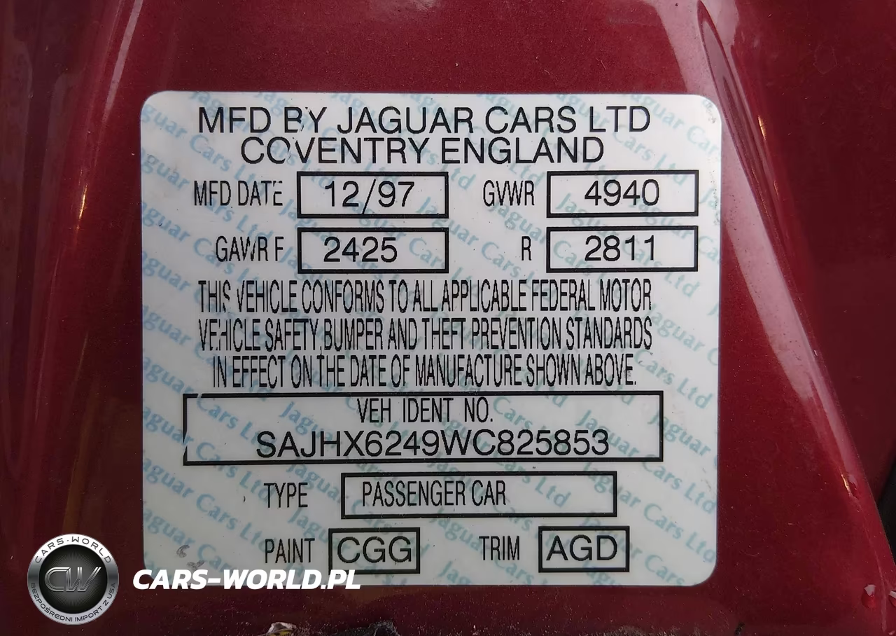 1998 Jaguar Xj8 L VIN:SAJHX6249WC825853 - 9