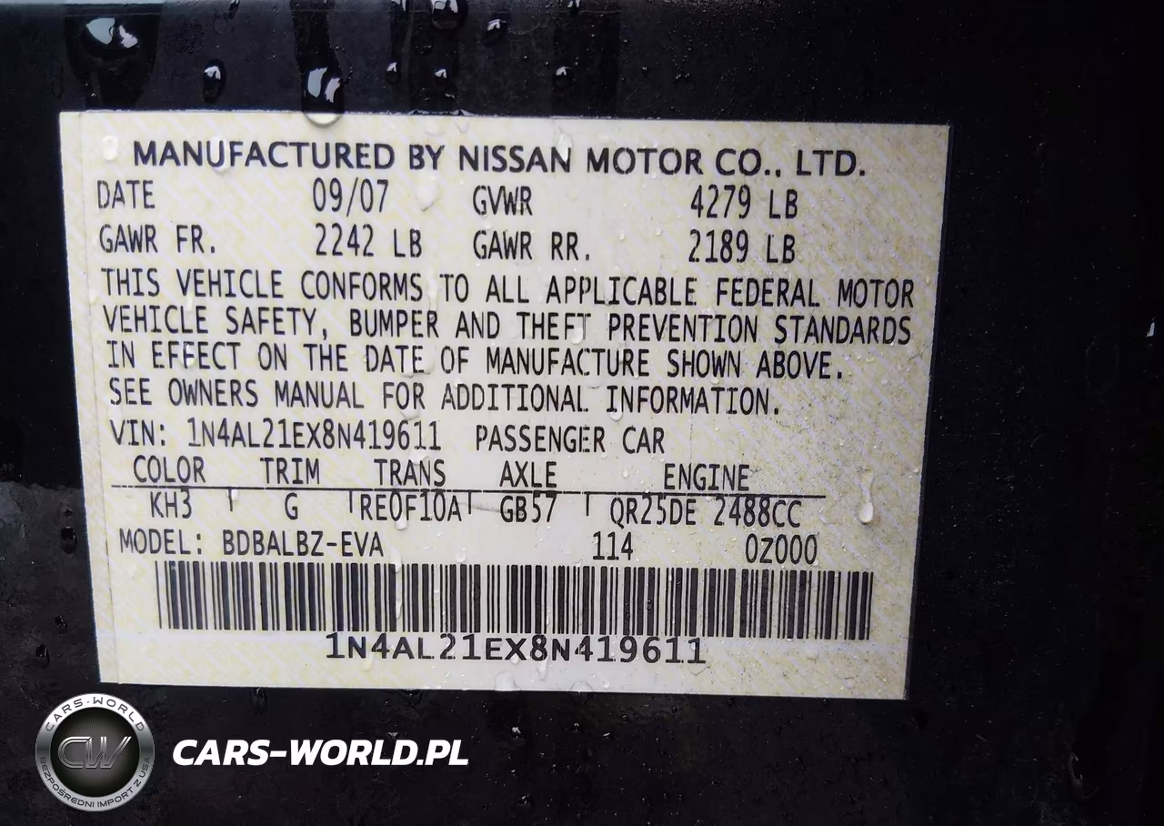 2008 Nissan Altima 2.5 S VIN:1N4AL21EX8N419611 - 9