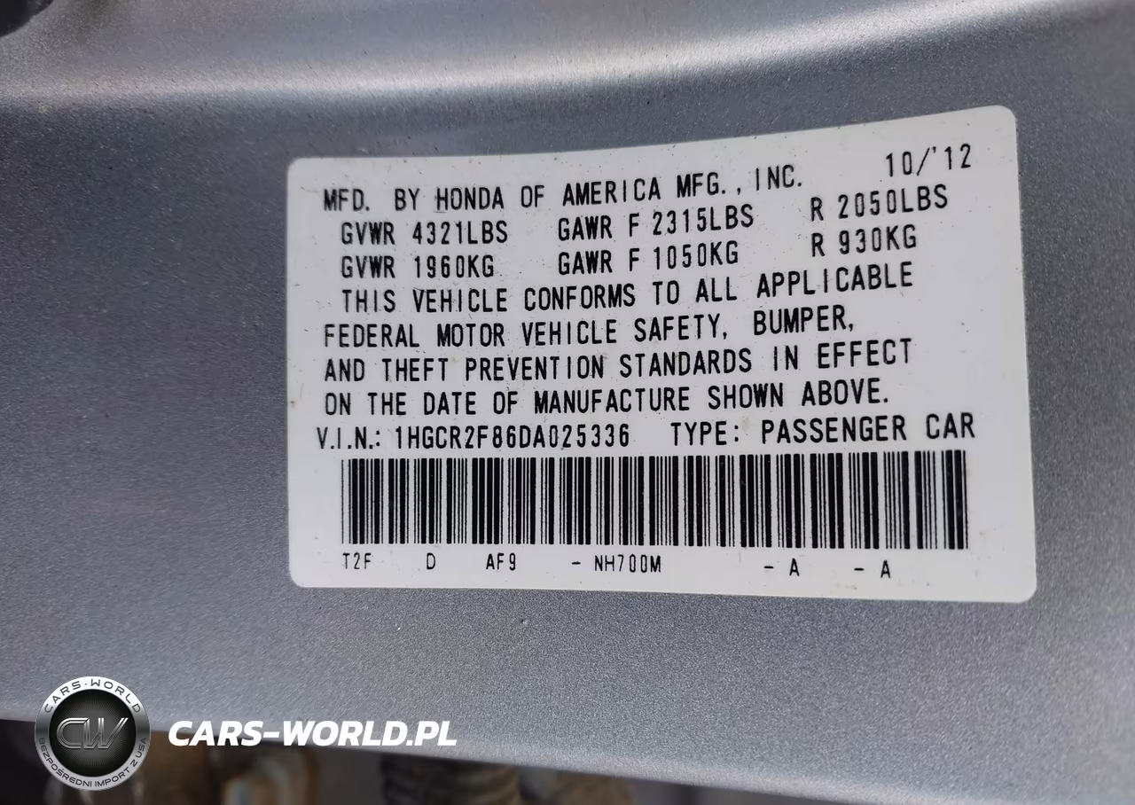 2013 Honda Accord Ex-L VIN:1HGCR2F86DA025336 - 9