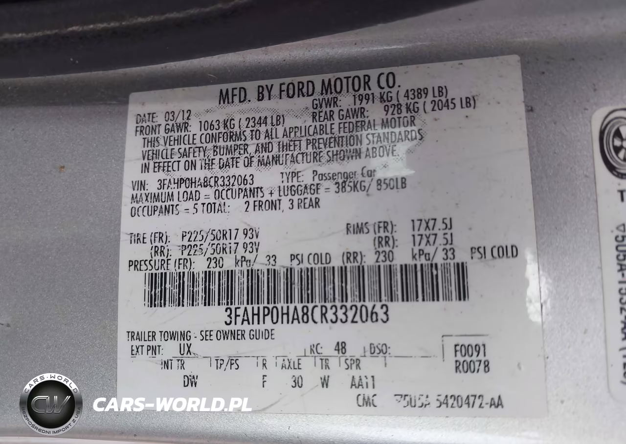 2012 Ford Fusion Se VIN:3FAHP0HA8CR332063 - 9
