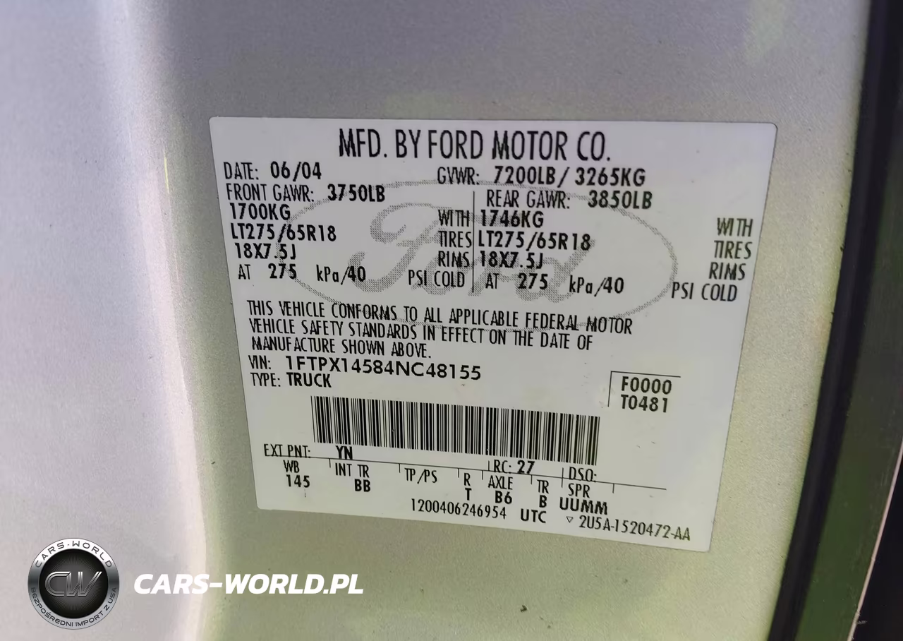 2004 Ford F-150 Fx4-Lariat-Xl-Xlt VIN:1FTPX14584NC48155 - 9