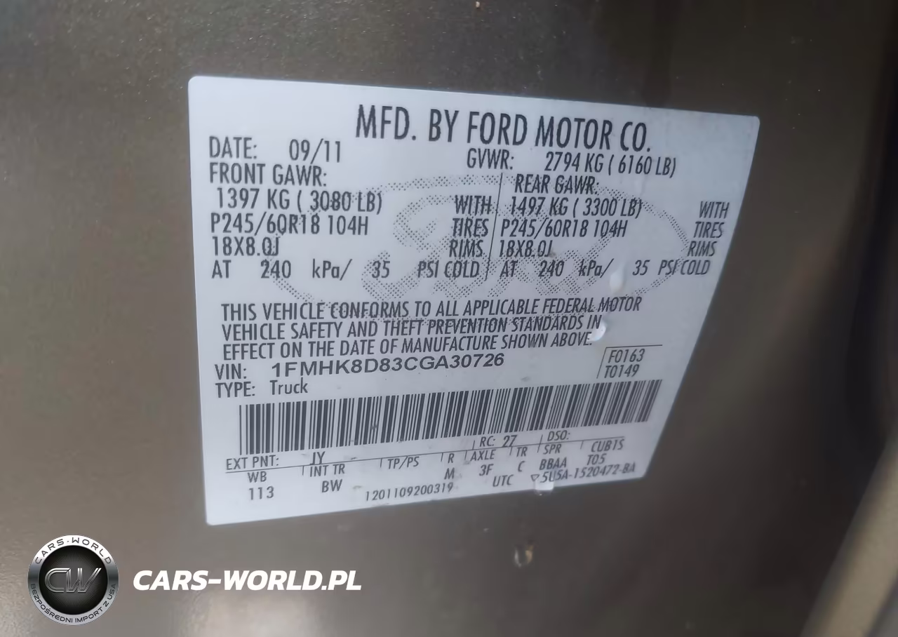 2012 Ford Explorer Xlt VIN:1FMHK8D83CGA30726 - 9