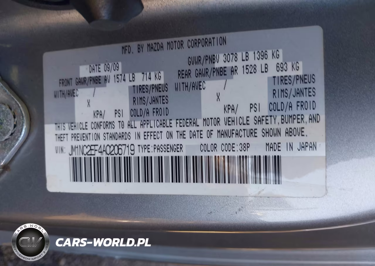 2010 Mazda Mx-5 Miata Sport VIN:JM1NC2EF4A0206719 - 9