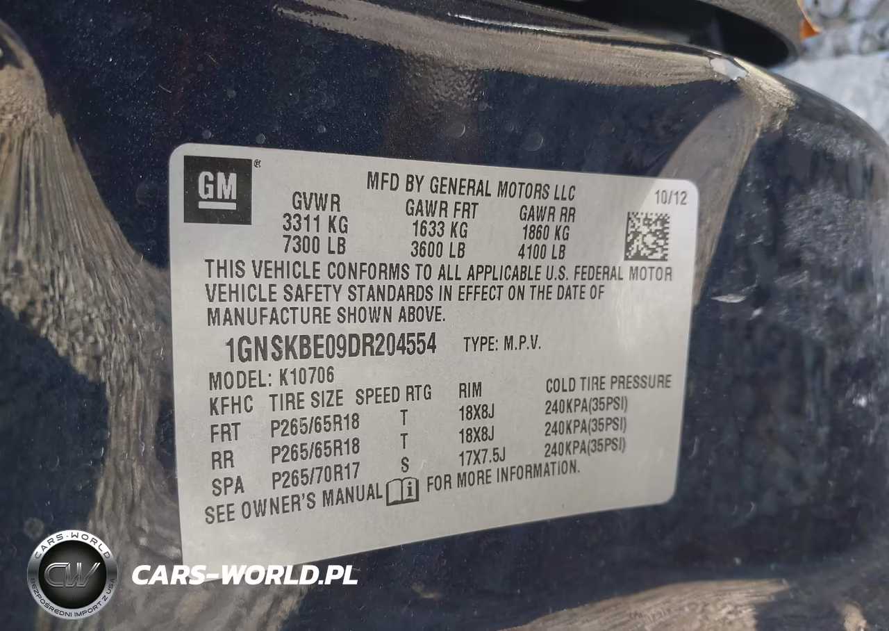 2013 Chevrolet Tahoe Lt VIN:1GNSKBE09DR204554 - 9