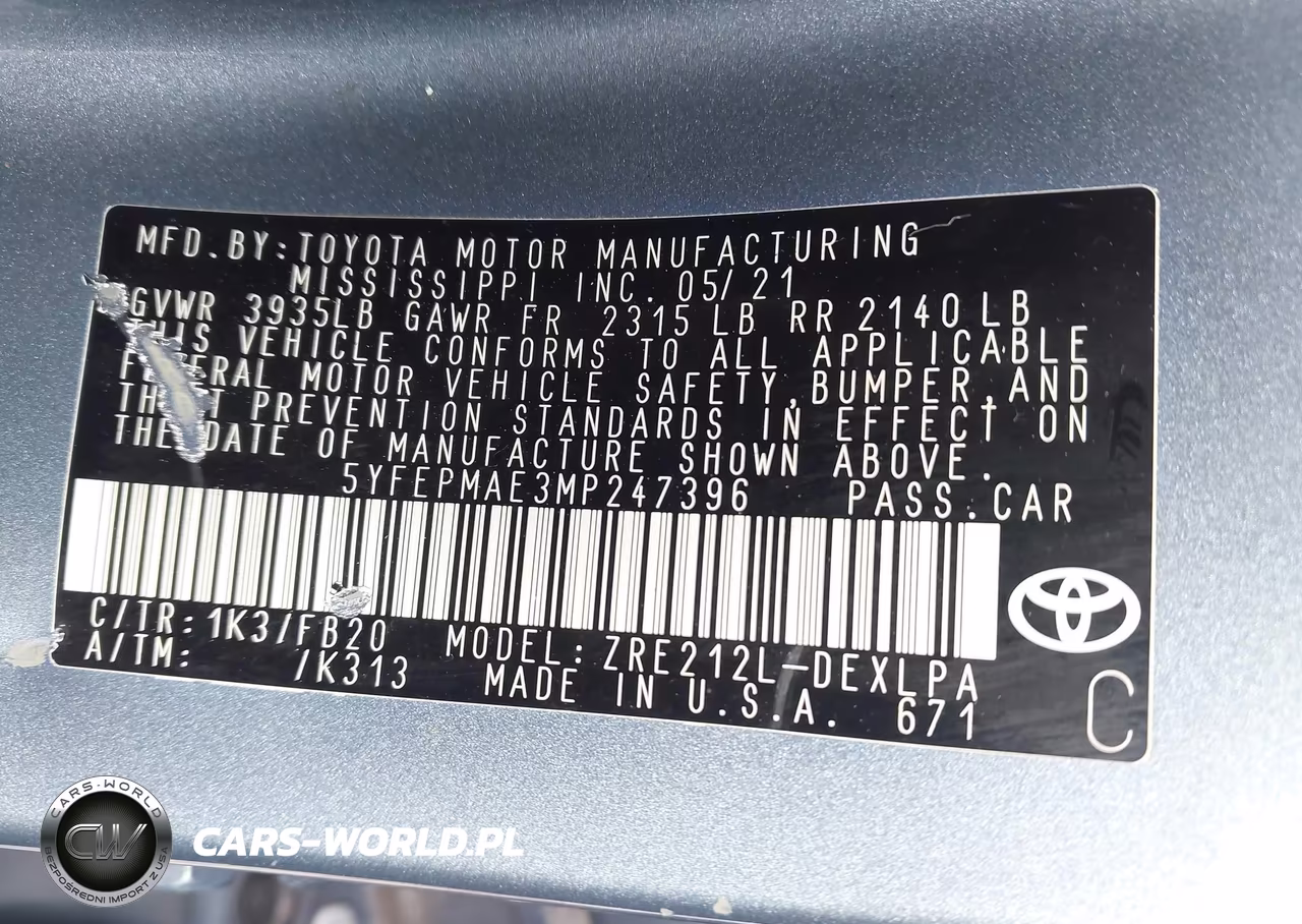 2021 Toyota Corolla Le VIN:5YFEPMAE3MP247396 - 9
