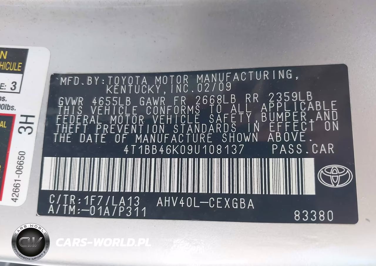 2009 Toyota Camry Hybrid VIN:4T1BB46K09U108137 - 9