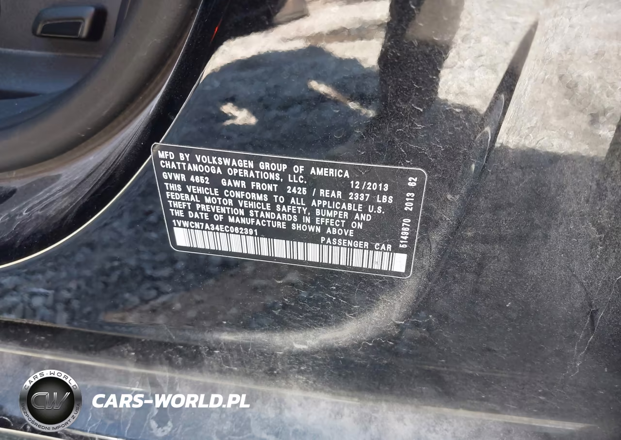 2014 Volkswagen Passat 2.0L Tdi Sel Premium VIN:1VWCN7A34EC062391 - 9