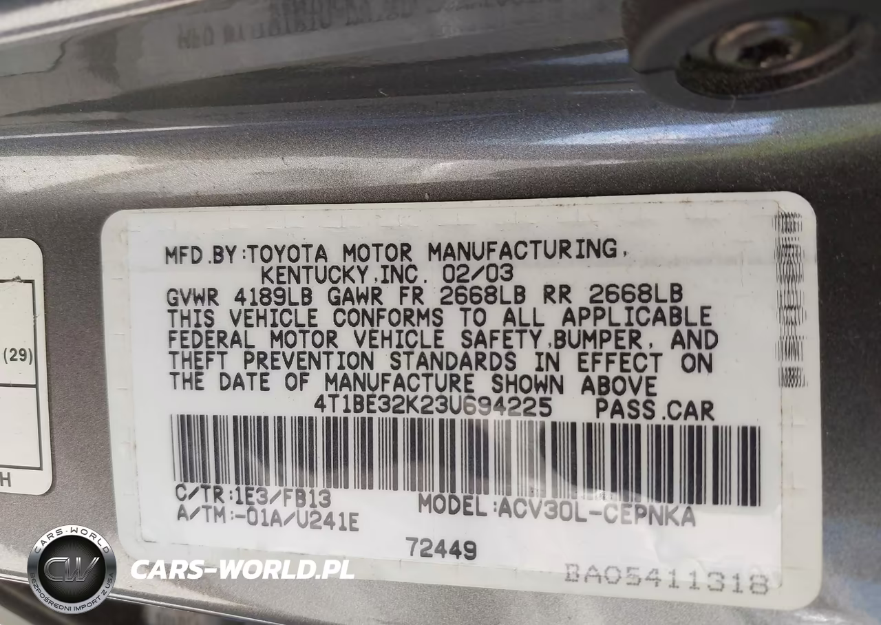 2003 Toyota Camry Le VIN:4T1BE32K23U694225 - 9
