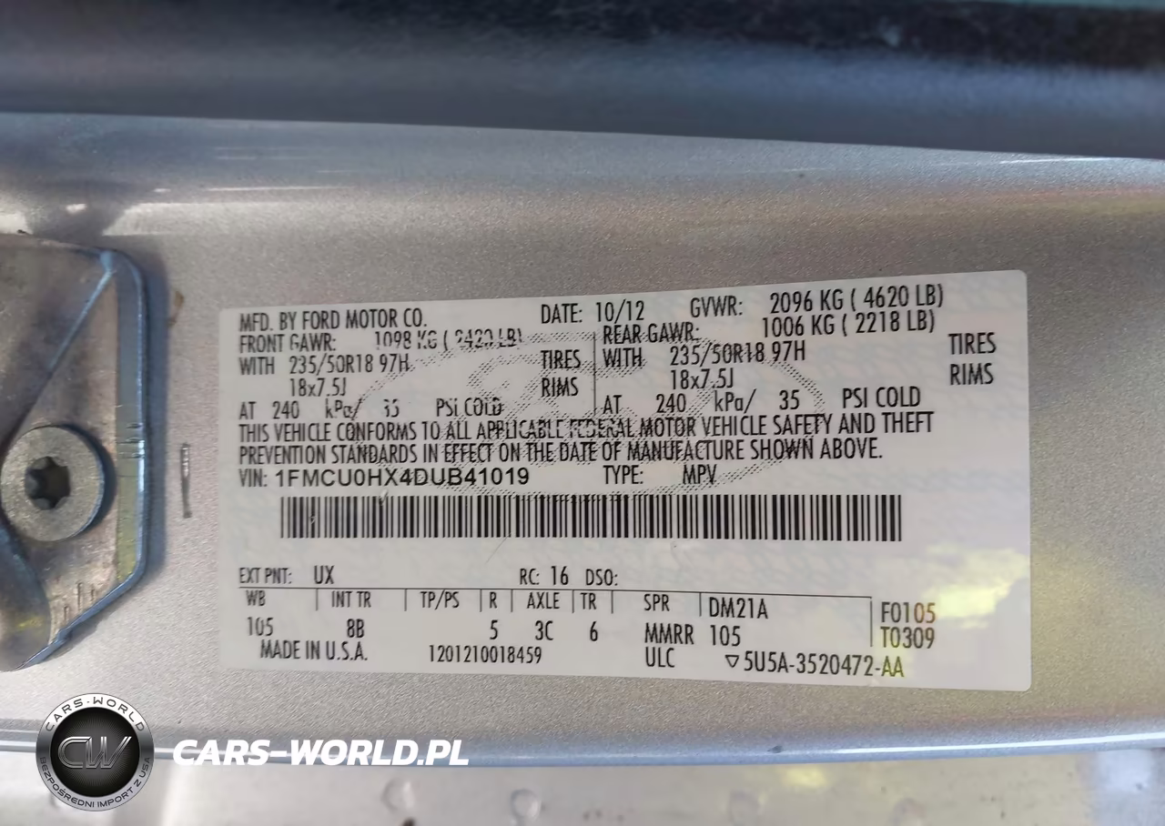 2013 Ford Escape Sel VIN:1FMCU0HX4DUB41019 - 9