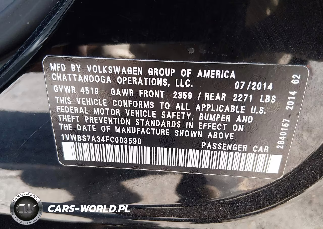 2015 Volkswagen Passat 1.8T Se VIN:1VWBS7A34FC003590 - 9