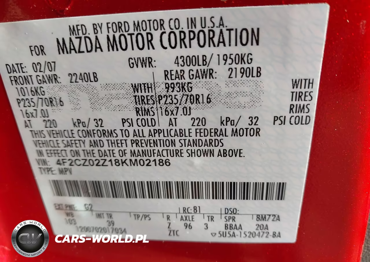 2008 Mazda Tribute I Sport VIN:4F2CZ02Z18KM02186 - 9