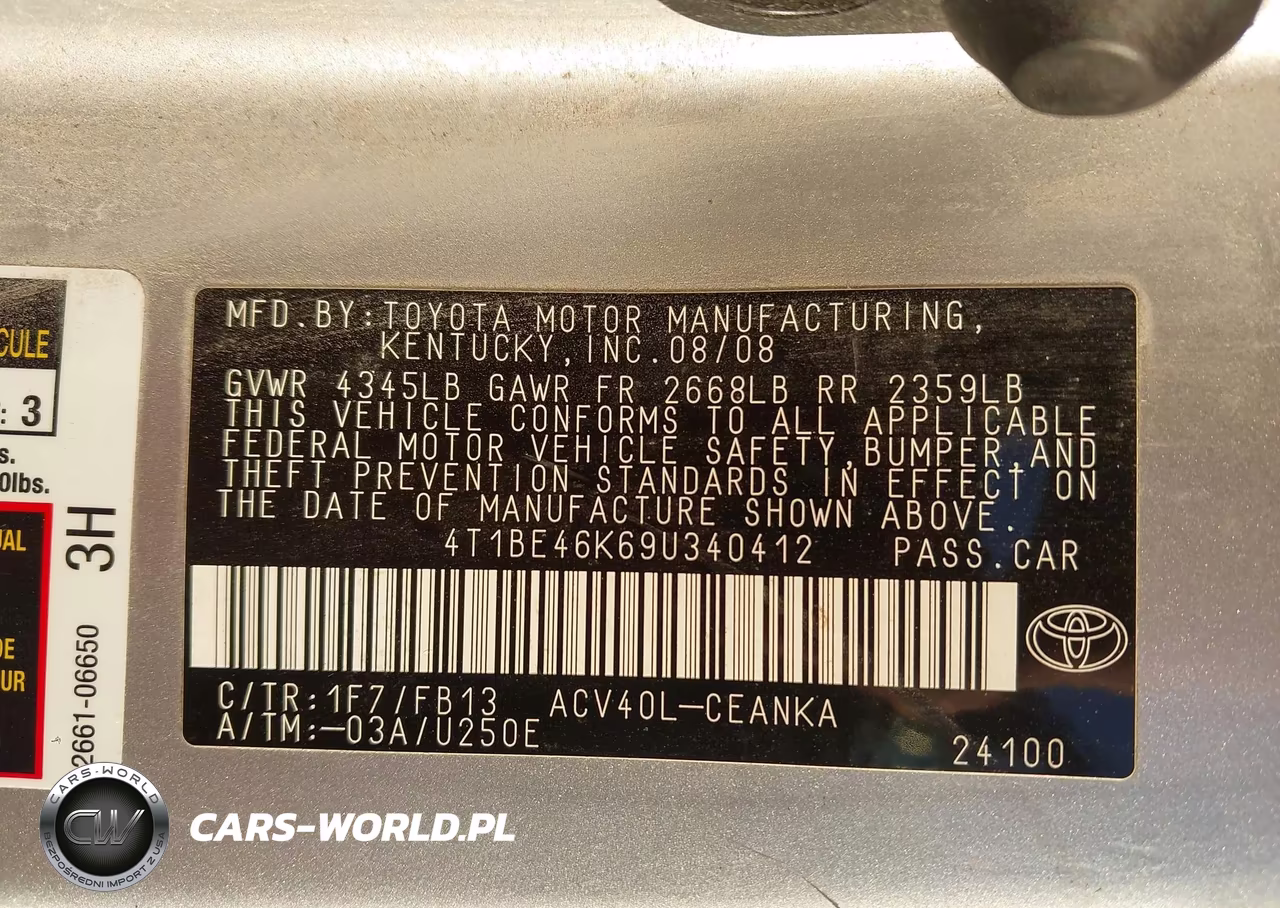 2009 Toyota Camry Le VIN:4T1BE46K69U340412 - 9