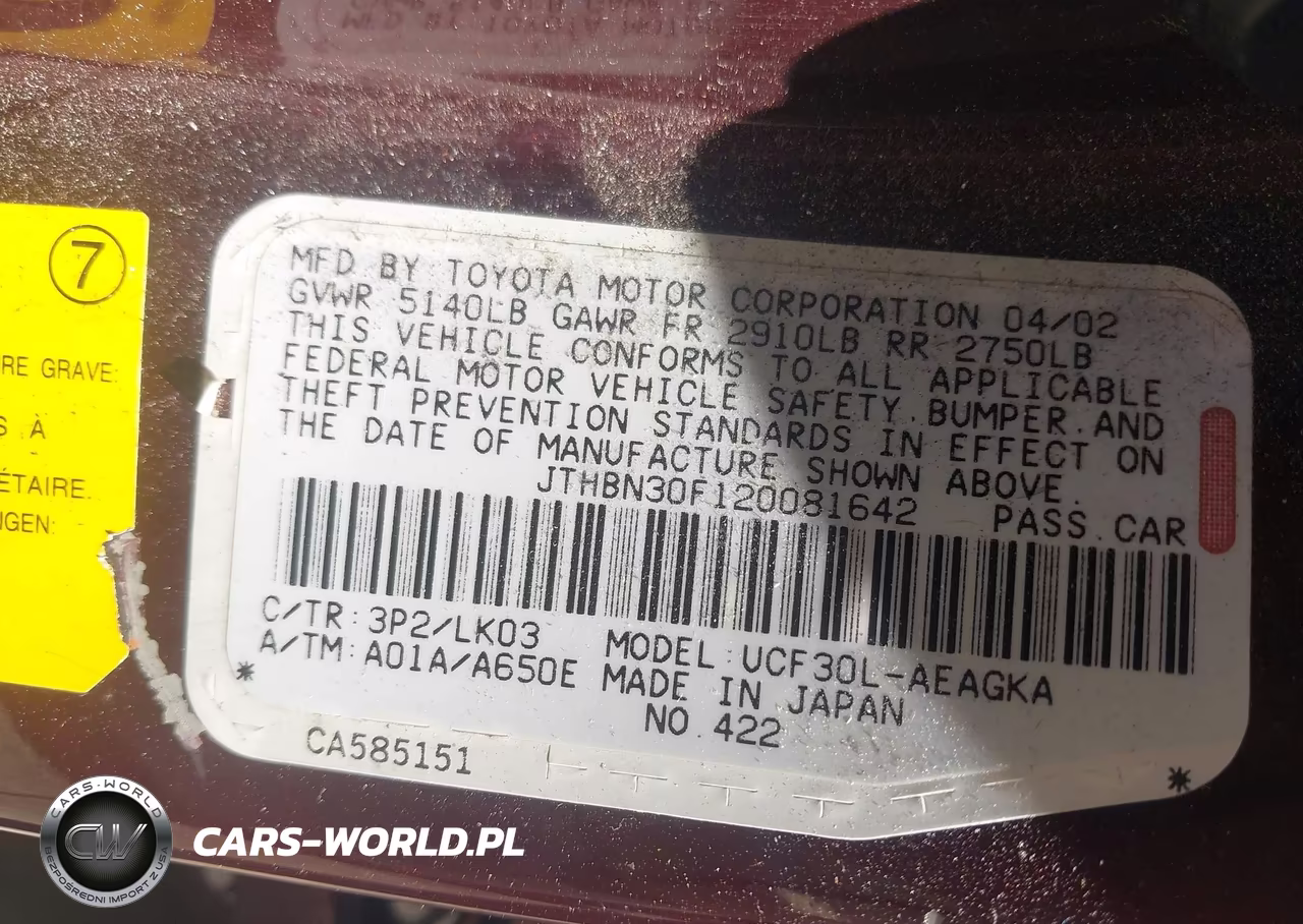 2002 Lexus Ls 430 VIN:JTHBN30F120081642 - 9