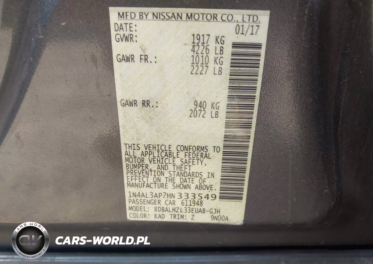 2017 Nissan Altima 2.5 Sr VIN:1N4AL3AP7HN333549 - 9