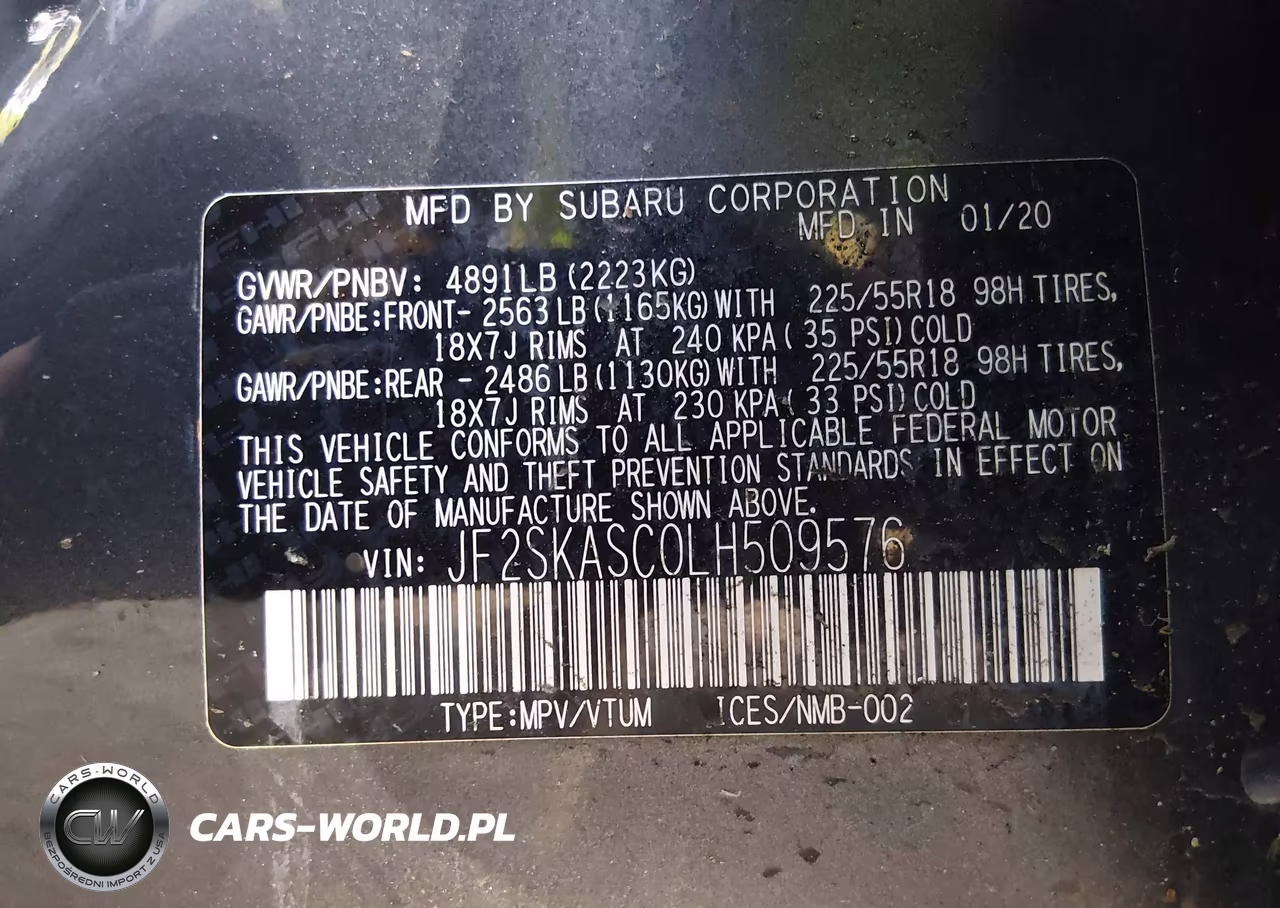 2020 Subaru Forester Limited VIN:JF2SKASC0LH509576 - 9