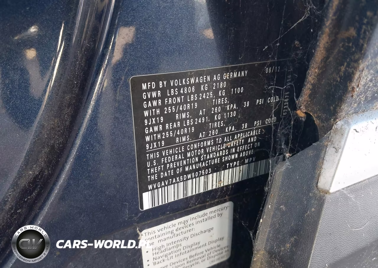 2013 Volkswagen Tiguan Sel VIN:WVGAV7AX5DW507503 - 9