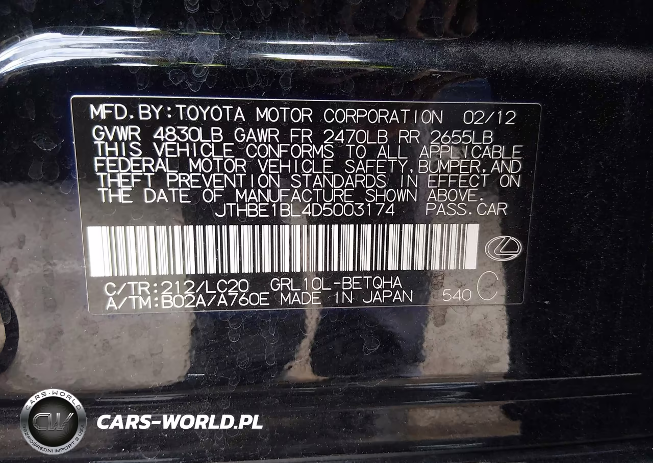 2013 Lexus Gs 350 VIN:JTHBE1BL4D5003174 - 9