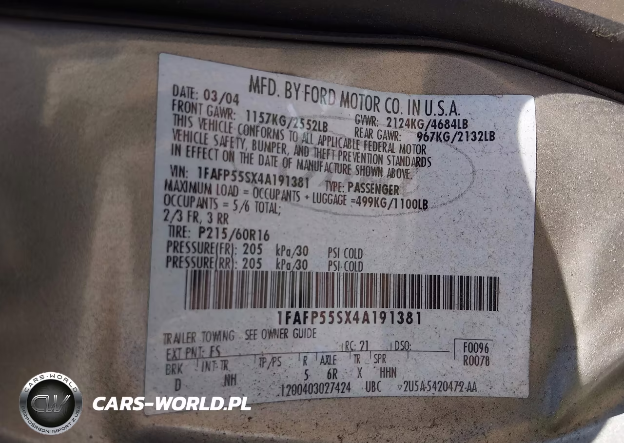 2004 Ford Taurus Ses VIN:1FAFP55SX4A191381 - 9