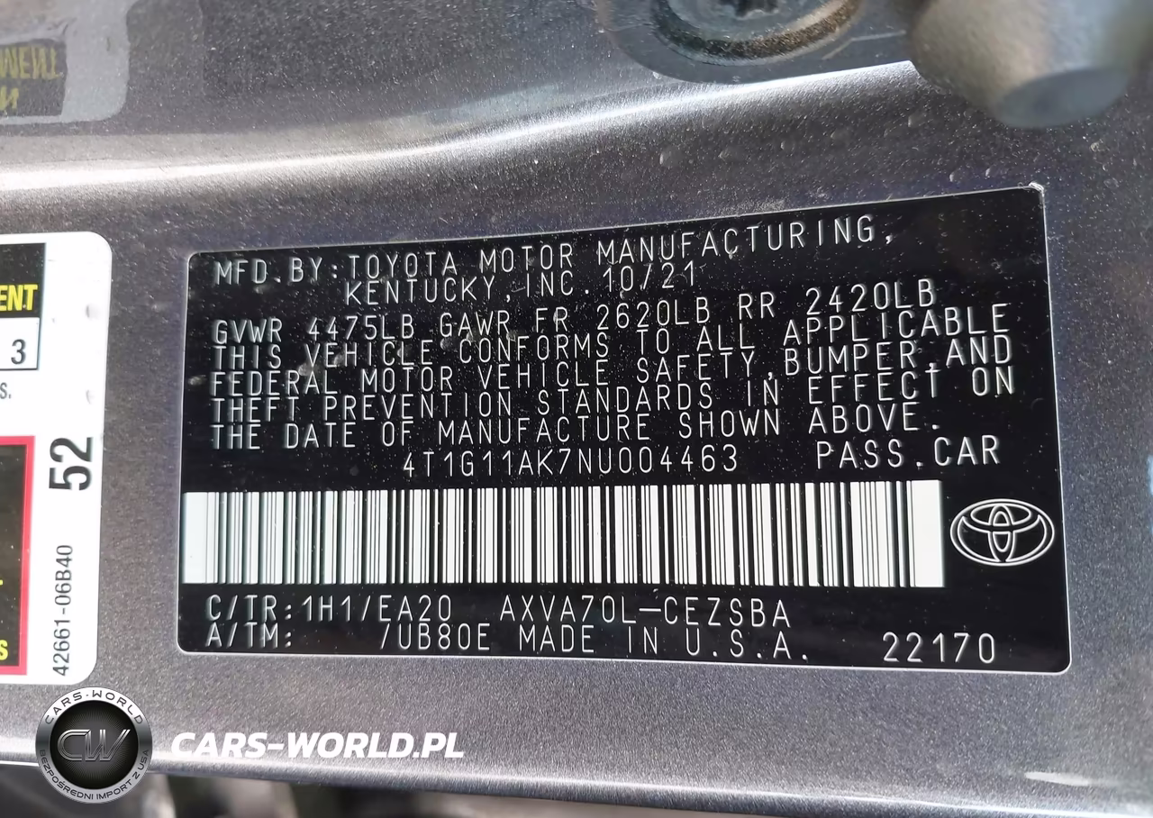 2022 Toyota Camry Se VIN:4T1G11AK7NU004463 - 9