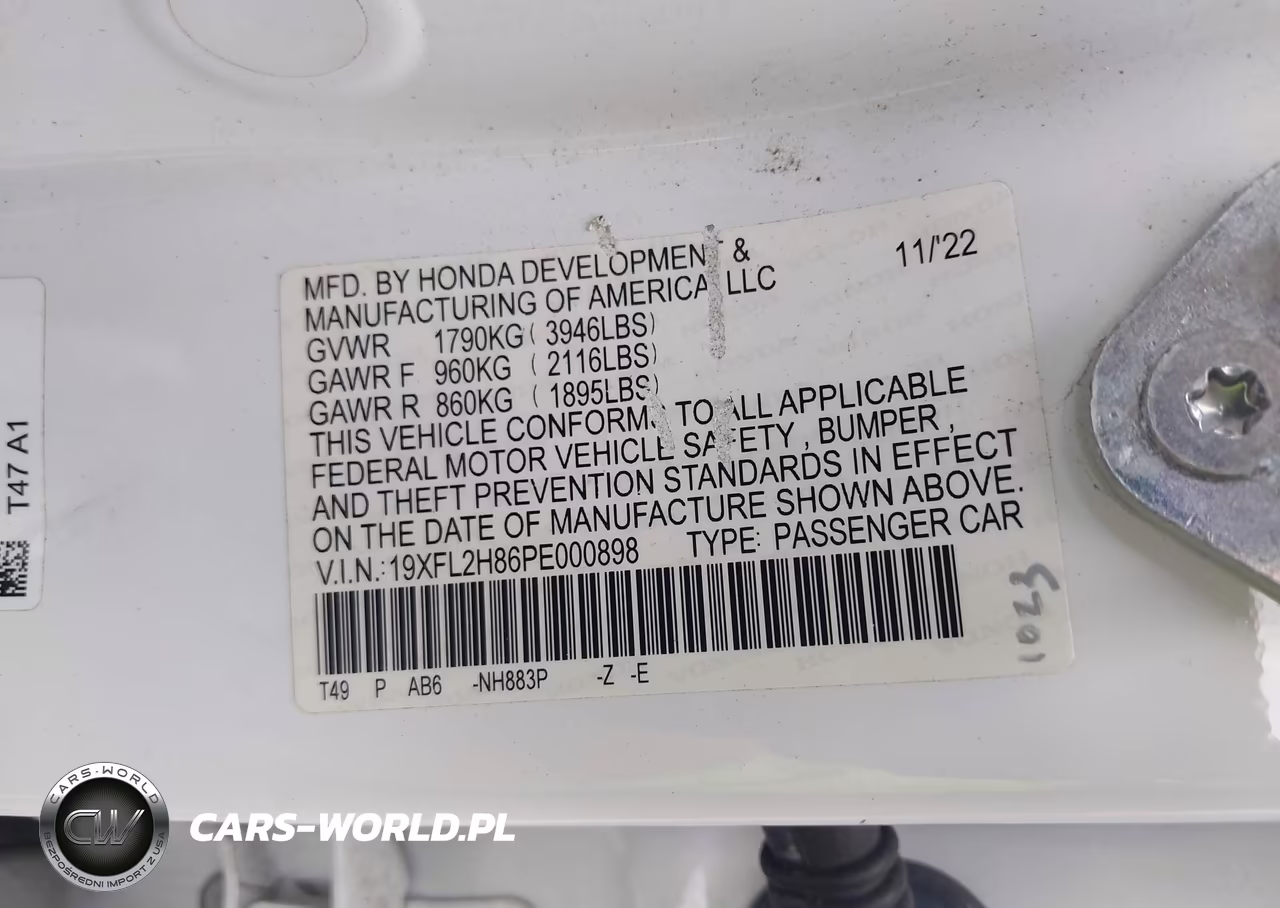 2023 Honda Civic Sport VIN:19XFL2H86PE000898 - 9