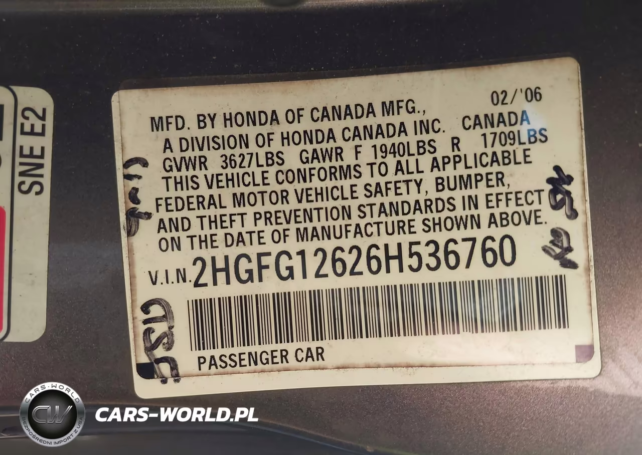 2006 Honda Civic Lx VIN:2HGFG12626H536760 - 9