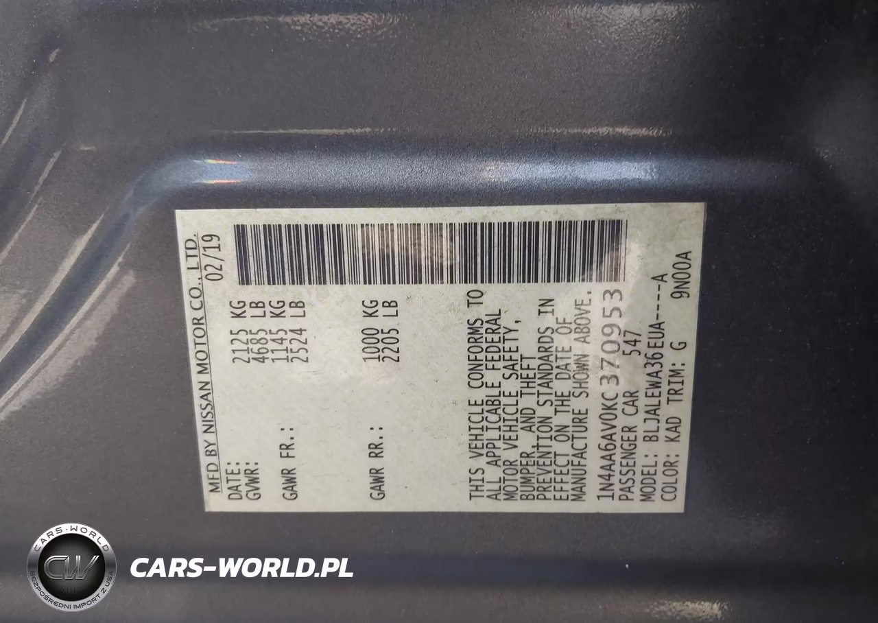 2019 Nissan Maxima 3.5 Sl VIN:1N4AA6AV0KC370953 - 9