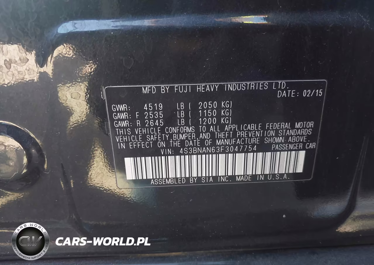 2015 Subaru Legacy 2.5I Limited VIN:4S3BNAN63F3047754 - 9