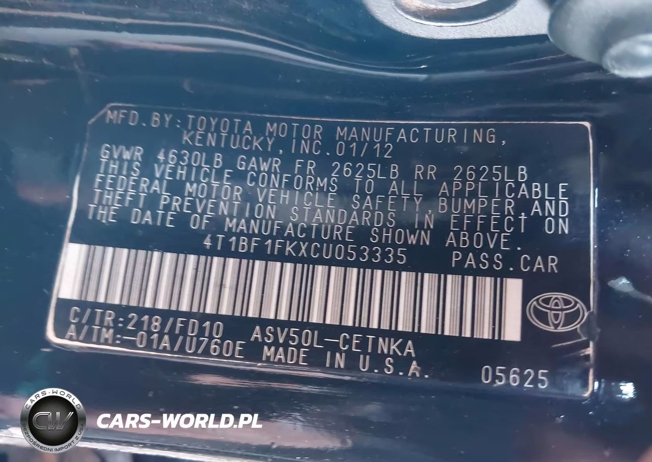 2012 Toyota Camry Le VIN:4T1BF1FKXCU053335 - 9