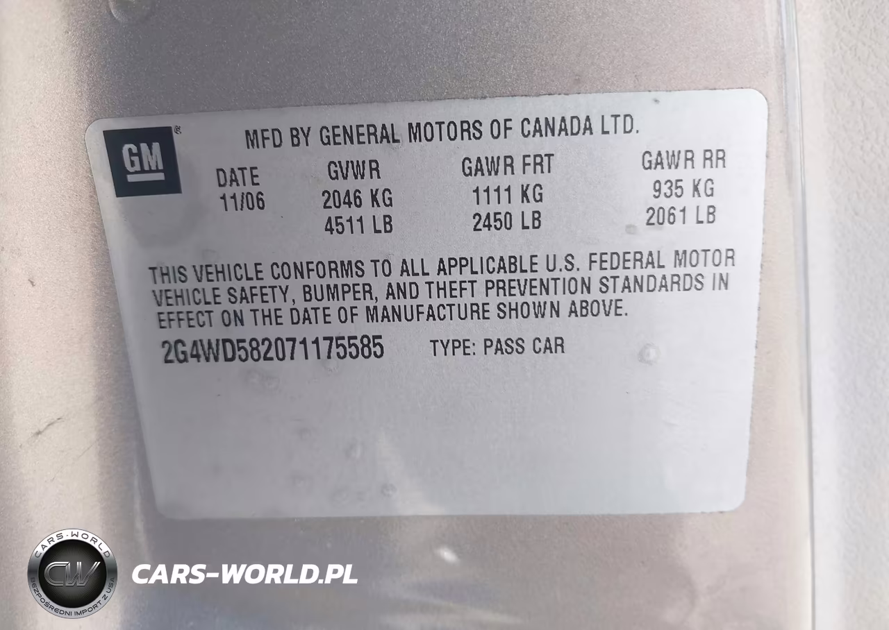 2007 Buick Lacrosse Cxl VIN:2G4WD582071175585 - 9