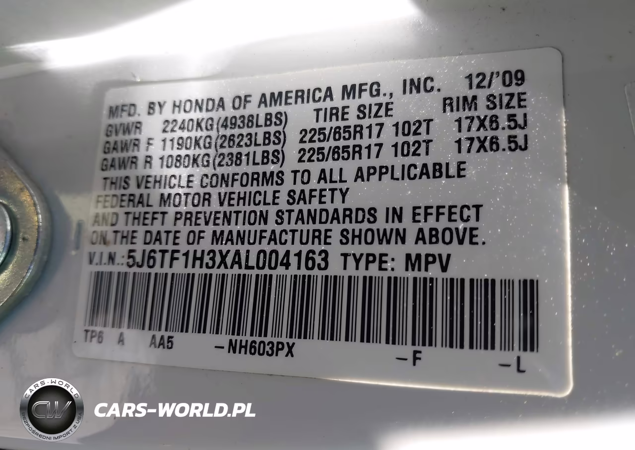 2010 Honda Accord Crosstour Ex VIN:5J6TF1H3XAL004163 - 9