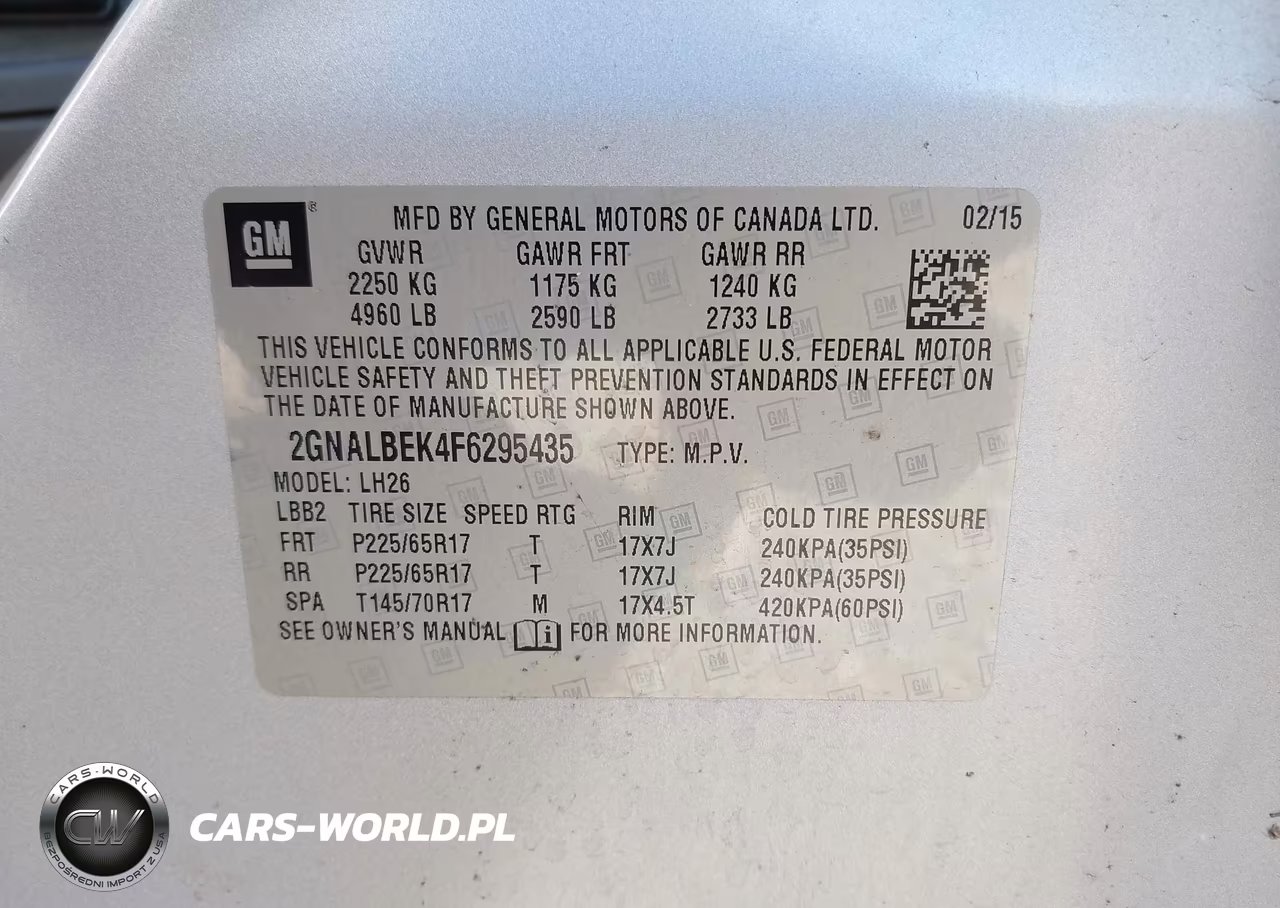 2015 Chevrolet Equinox 1Lt VIN:2GNALBEK4F6295435 - 9