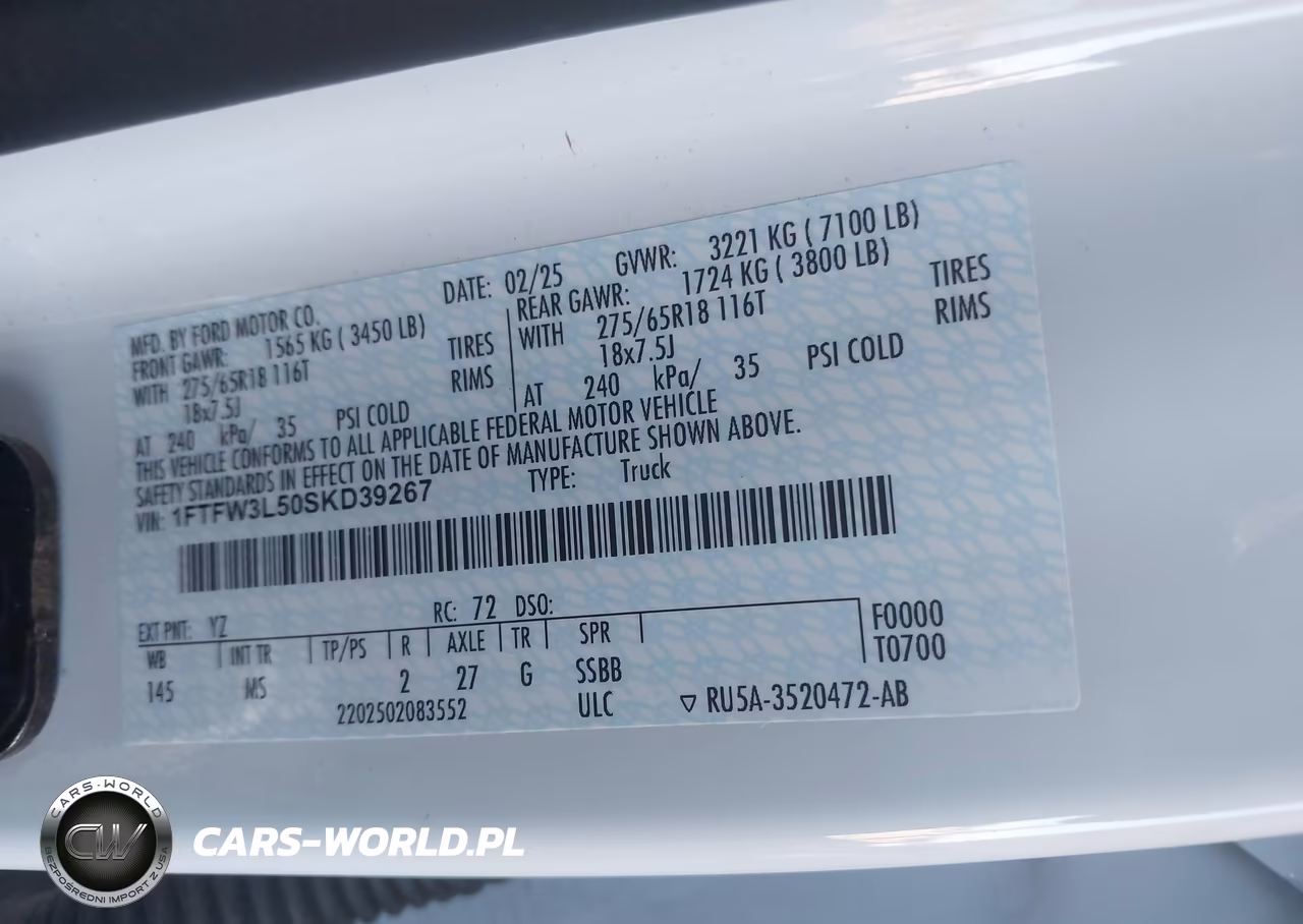 2025 Ford F-150 Xlt VIN:1FTFW3L50SKD39267 - 9