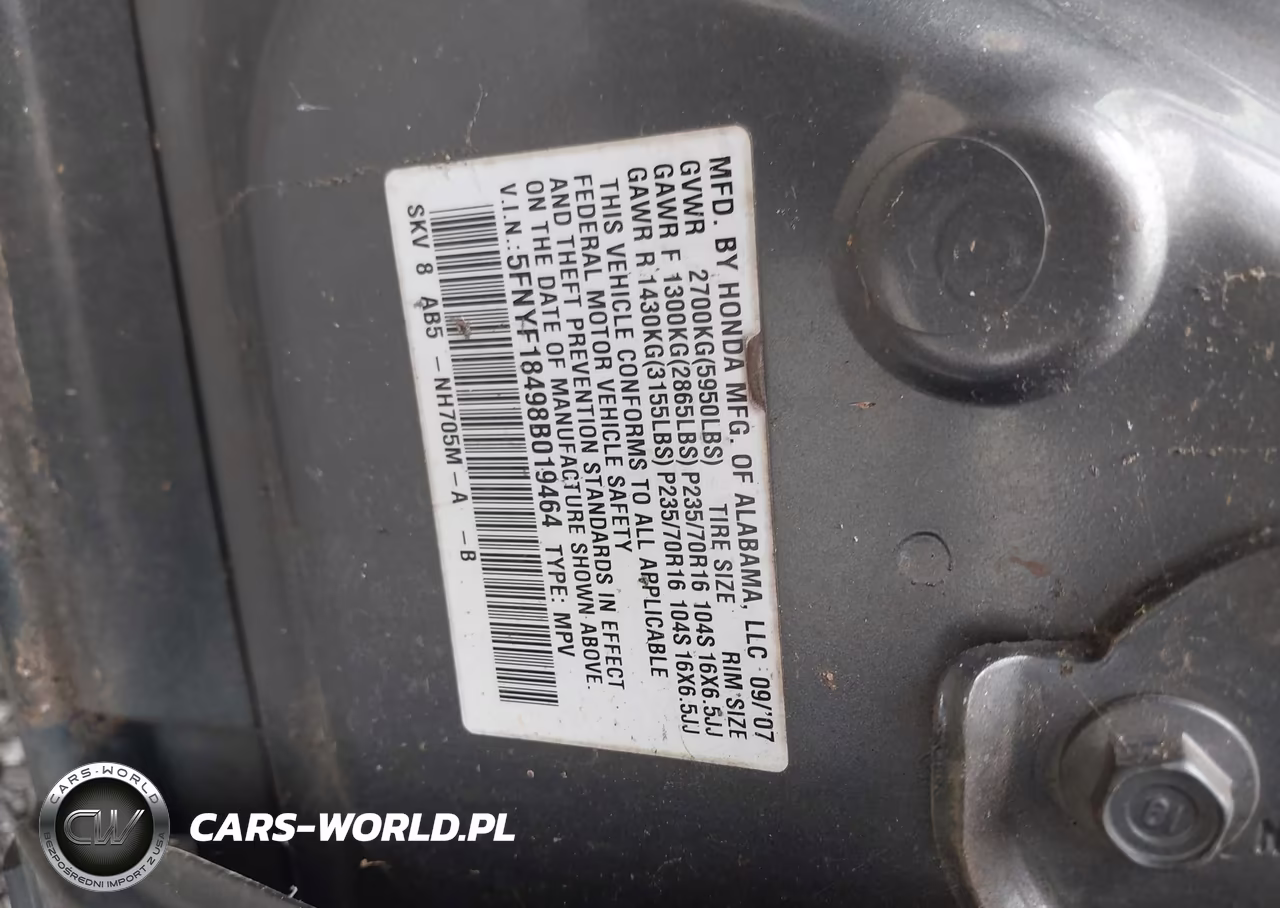 2008 Honda Pilot Ex VIN:5FNYF18498B019464 - 9