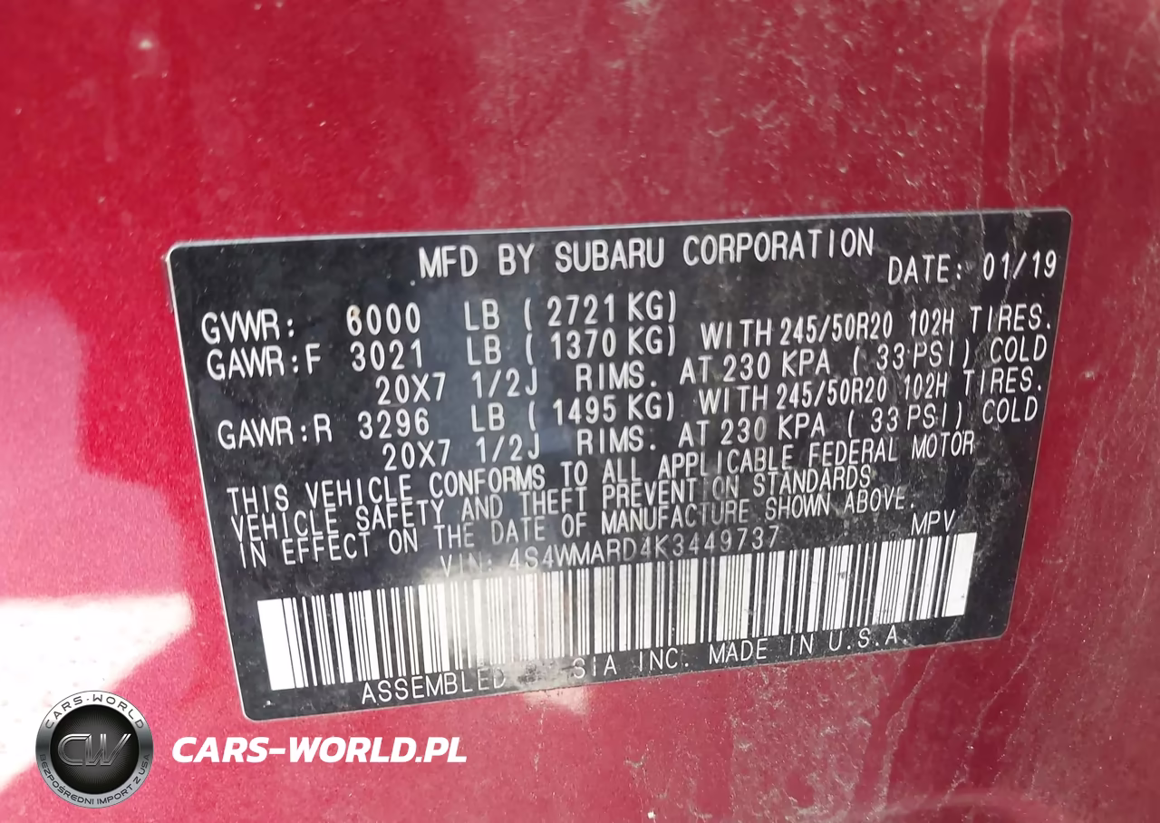 2019 Subaru Ascent Touring VIN:4S4WMARD4K3449737 - 9