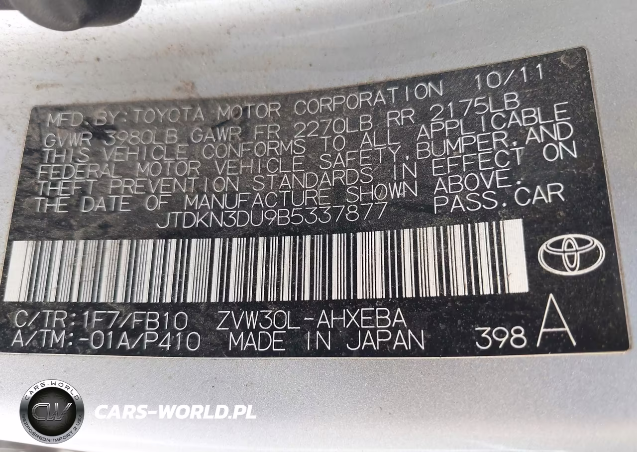 2011 Toyota Prius Two VIN:JTDKN3DU9B5337877 - 9