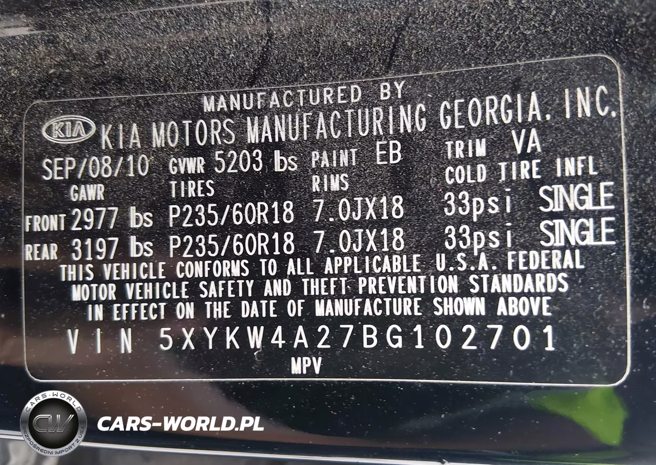 2011 Kia Sorento Sx V6 VIN:5XYKW4A27BG102701 - 9