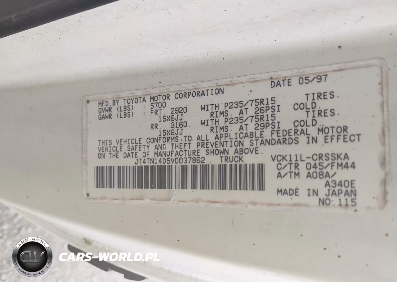 1997 Toyota T100 Sr5 V6 VIN:JT4TN14D5V0037862 - 9