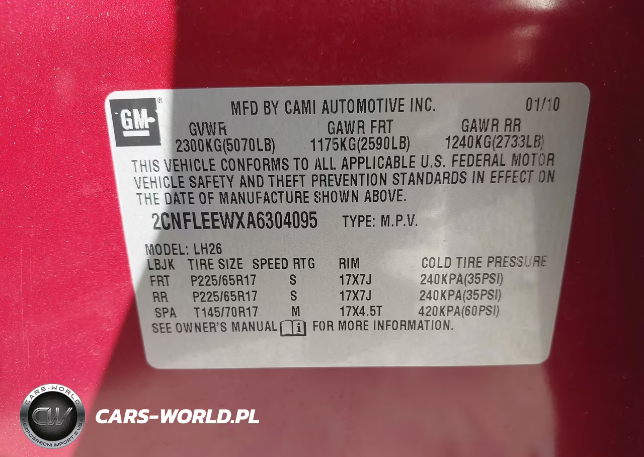 2010 Chevrolet Equinox Lt VIN:2CNFLEEWXA6304095 - 9