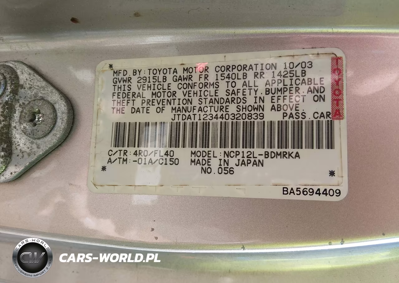 2004 Toyota Echo VIN:JTDAT123440320839 - 9