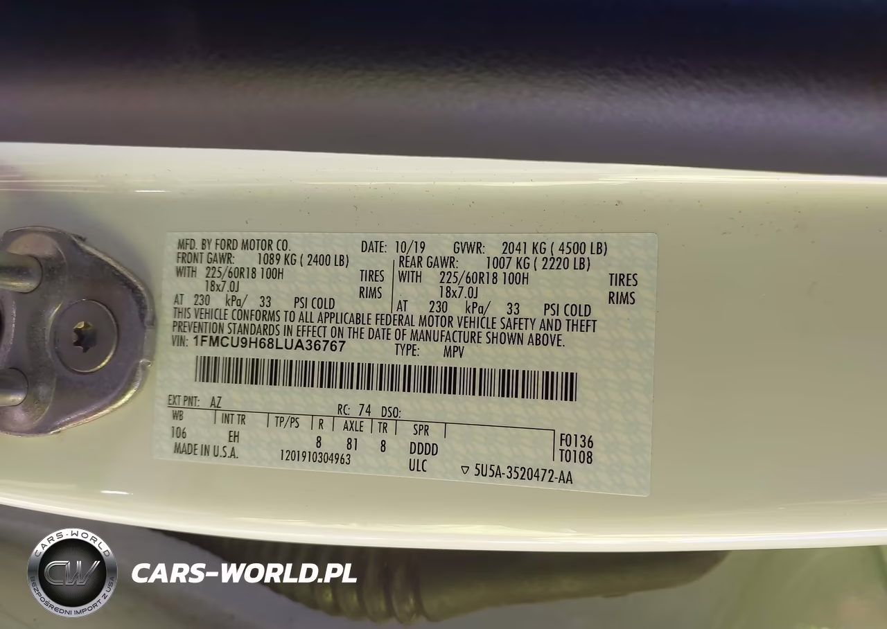 2020 Ford Escape Sel VIN:1FMCU9H68LUA36767 - 9