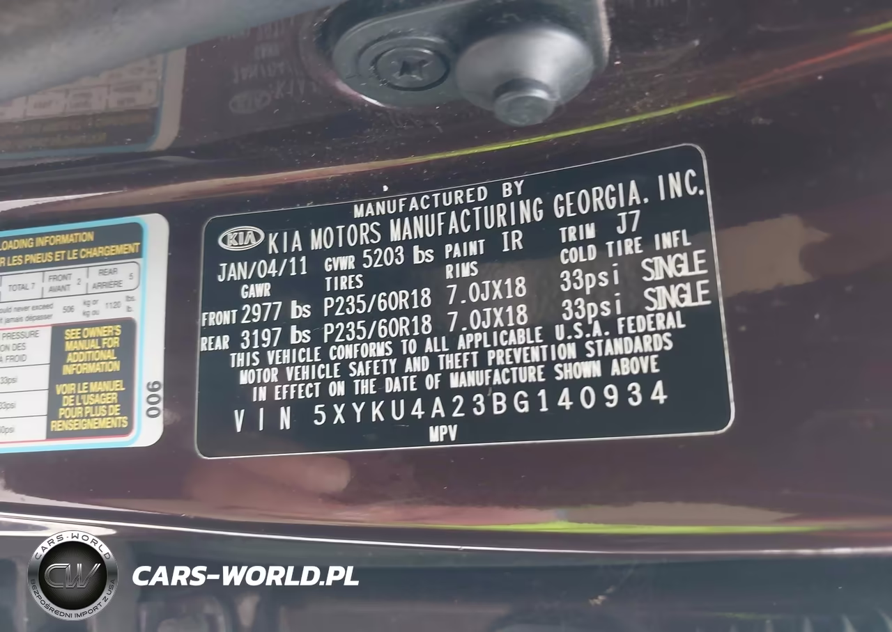2011 Kia Sorento Ex V6 VIN:5XYKU4A23BG140934 - 9