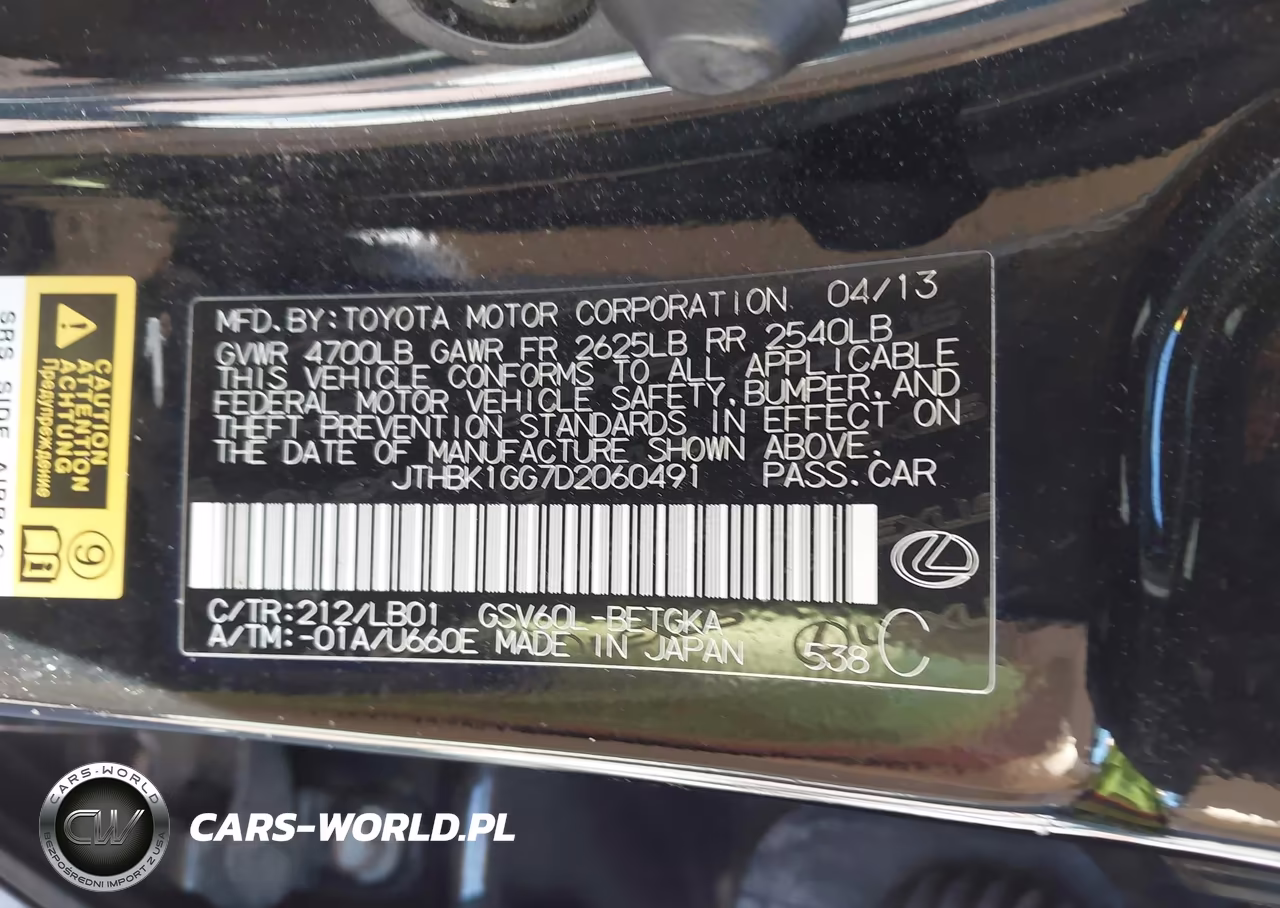 2013 Lexus Es 350 VIN:JTHBK1GG7D2060491 - 9