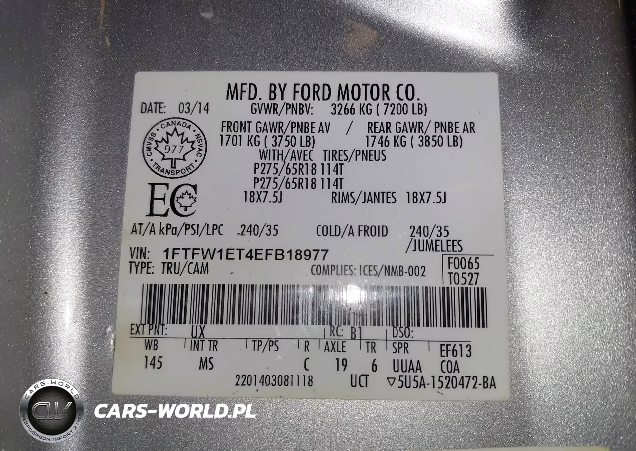 2014 Ford F-150 Xlt VIN:1FTFW1ET4EFB18977 - 9